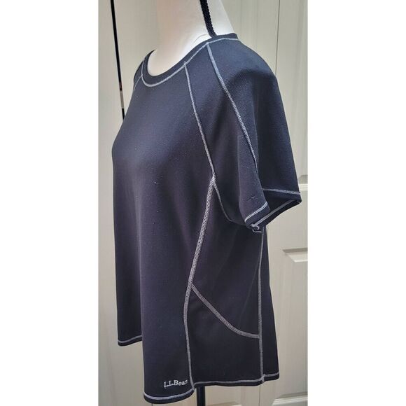 L.L. Bean Performance Black Crewneck Poly Blend MidWeight Tee Size XLP - Picture 3 of 5